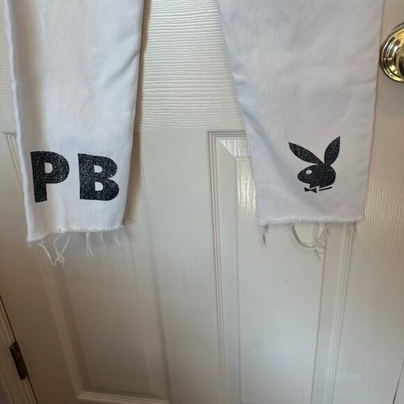 Pacsun X Playboy High Waist Cut-Out Slim Jeans Size 27 White Bunny Streetwear - Picture 6 of 12